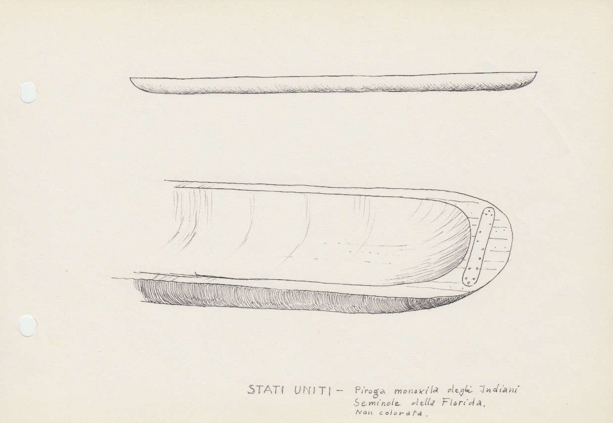 015 Stati Uniti - piroga monoxila degli Indiani Seminole della Florida - non colorata